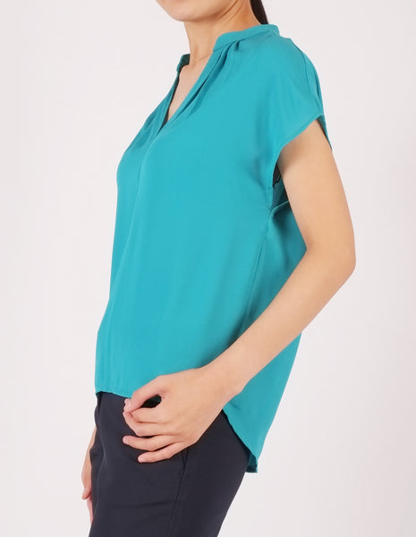 Ada Split Neckline Top (Teal)