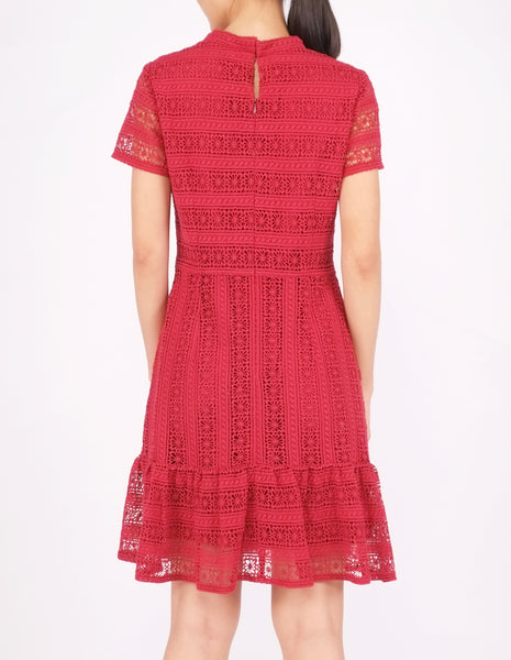 Elba Ruffle Hem Dress (Maroon)