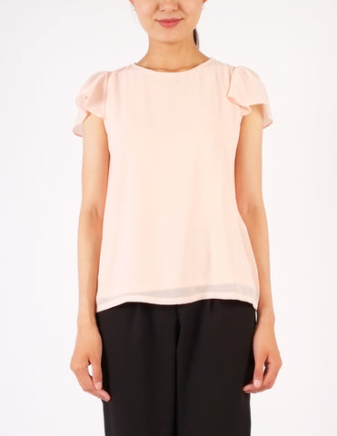 Fifi Flutter Sleeves Top (Blush Pink)